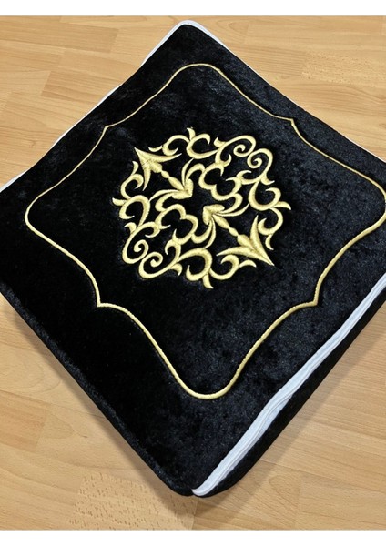 Kadife Gold Işlemeli Siyah Bohça, Nişan ve Düğünler Için 35X30 cm