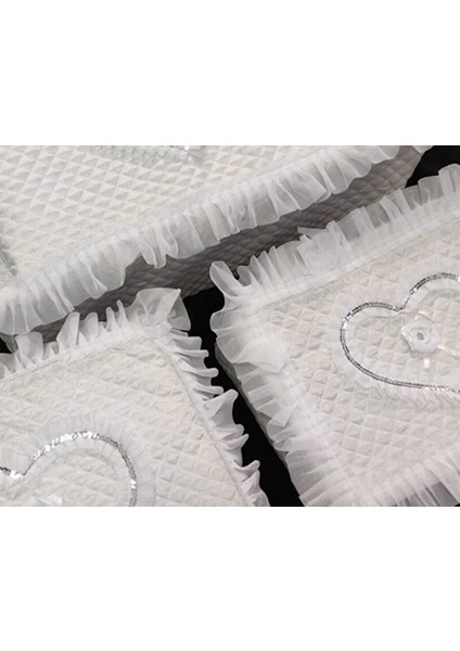 Beyaz Saten Kalp Işlemeli 3'lü Bohça Seti, Nişan ve Düğün Hediye Paketi fiyatları