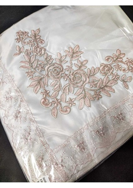 Şık Fransız Güpürlü Işlemeli Saten Lüks Bohça Nişan Için