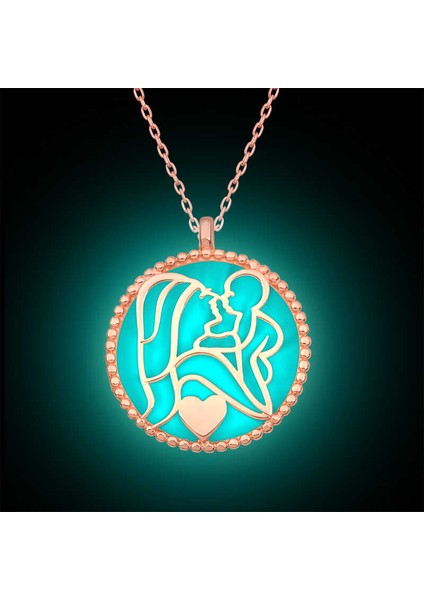 Gümüş Fosforlu Rose Anne Çocuk Sevgisi Kadın Kolye