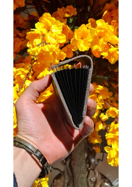 10 Kartlık Bölmeli Akordiyon Kredi Kartlık Gri Hakiki Deri Mini Boyut Kartvizitlik fırsatları