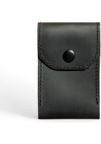 10 Kartlık Bölmeli Akordiyon Kredi Kartlık Siyah Hakiki Deri Mini Boyut Kartvizitlik