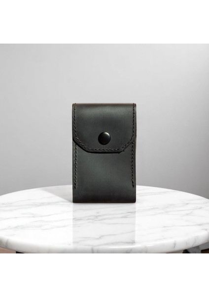 10 Kartlık Bölmeli Akordiyon Kredi Kartlık Siyah Hakiki Deri Mini Boyut Kartvizitlik