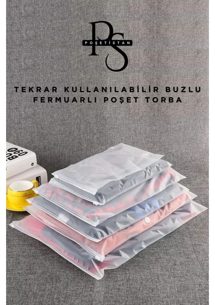 Şeffaf Buzlu Valiz ve Dolap Içi Düzenleyici Poşet, 50 Adet, 32X45 cm