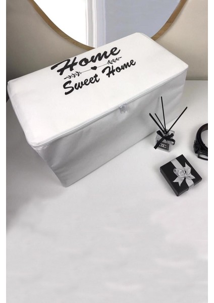 Beyaz Fermuarlı Çeyizlik Hurç, 100X50X50CM, Saklama ve Düzenleme Için Uygun