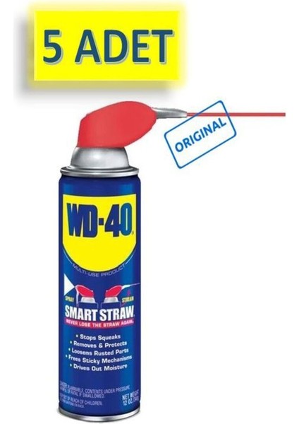 5 Adet Wd-40 Smart Straw Akıllı Pipetli Sıvı, Yağ Çözücü, Pas Sökücü, Temizleyici ve Koruyucu 350ML