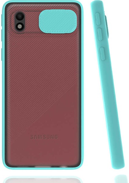 Samsung Galaxy A01 Core Kılıf Kamera Korumalı Sürgülü Renkli Sert Esnek Silikon Lensi Kapak