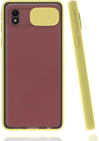 Samsung Galaxy A01 Core Kılıf Kamera Korumalı Sürgülü Renkli Sert Esnek Silikon Lensi Kapak