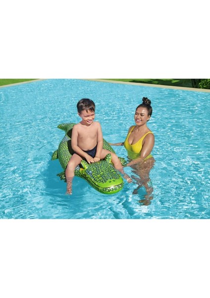 152x71cm dayanıklı timsah tutmalı çocuk oyuncağı, bej renk, 3+ yaş uygun