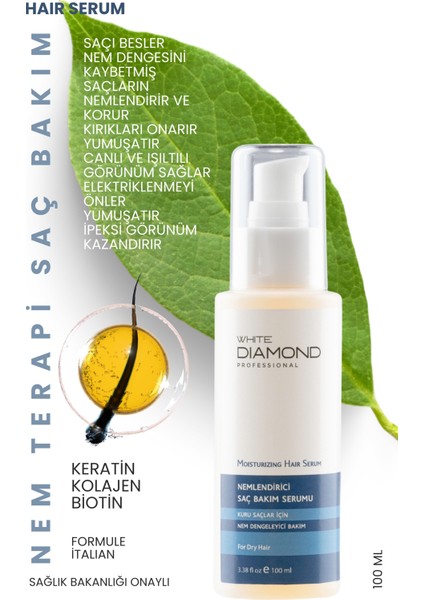 Kuru ve Yıpranmış Saçlar Için Nemlendirici Canlandırıcı Parlaklık Veren Saç Bakım Serumu 100 ml