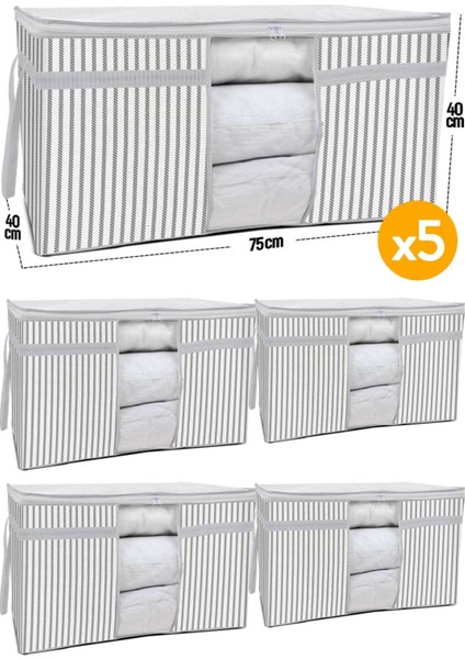 Beyaz Pencereli Yastık Hurcu 5'li Set 75x40x40 cm – Geniş Hacimli, Toz Geçirmez, Baza ve Dolap İçi Düzenleyici fiyatları