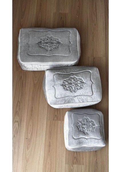 Kadife Işlemeli 3’lü Gri Bohça, Nişan ve Düğün Seti indirimleri