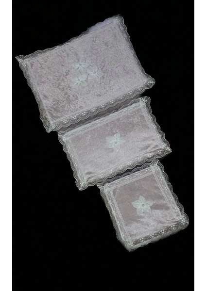 Kadife 3'lü Çeyizlik Hurç Takımı, Gelin ve Nişan Seti, Pudra Renk fiyatları