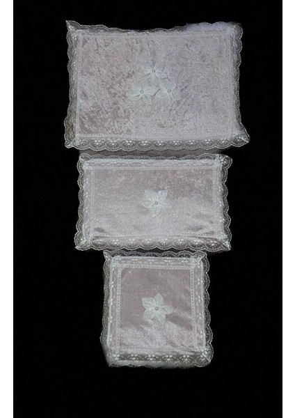 Kadife 3'lü Çeyizlik Hurç Takımı, Gelin ve Nişan Seti, Pudra Renk modelleri