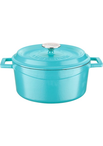 Metal Spring Serisi - Döküm Tencere, Yuvarlak, 24 Cm, Mat Emaye, Parlak Siyah Taban, Kırmızı