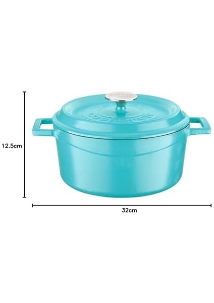 Metal Spring Serisi - Döküm Tencere, Yuvarlak, 24 Cm, Mat Emaye, Parlak Siyah Taban, Kırmızı