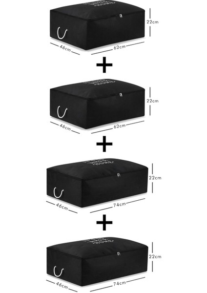 4'lü Baza Altı Yastık Yorgan Kazak Hurcu, Siyah, Konforlu ve Şık Takım