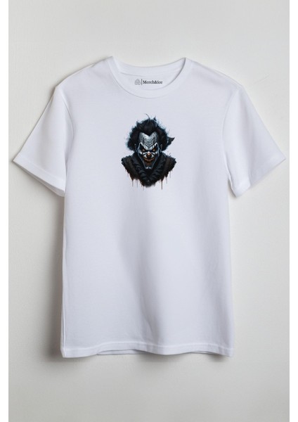 Siyah Joker Baskılı Unisex T-Shirt Beyaz