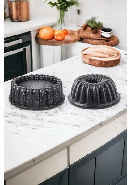2li Granit Döküm Kek ve Tart Kalıbı 26CM Siyah Dilimli Turta Kalıbı Kek Kalıbı