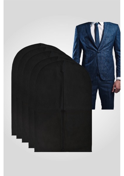 Siyah Takım Elbise Kılıfı, 5 Adet, Hafif ve Şık, Pratik Kullanım Sağlar.