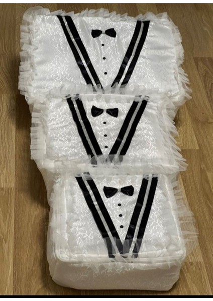 3'lü Saten Bohça Seti, Fiyonk Figürlü, Nişan ve Düğün Çeyizleri Için Uygun fiyatları