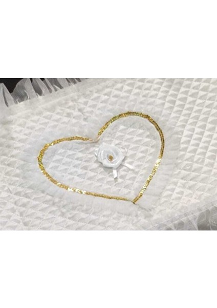 Şık Kalp Işlemeli Saten 3'lü Bohça Takımı Krem Renk fiyatları