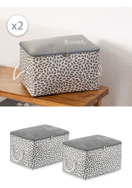 2'li Gri Set Ev Dekor ve Organizer, Çeyizlik Düzenleyici, Valiz ve Hurç