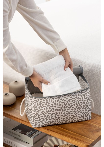 2'li Gri Set Ev Dekor ve Organizer, Çeyizlik Düzenleyici, Valiz ve Hurç