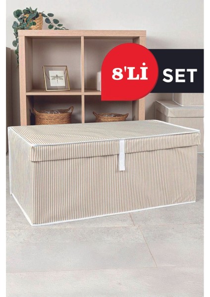 8’li Kapaklı Mega Boy Kutu Hurç, Çok Amaçlı, Kahverengi, 50X40X30 cm