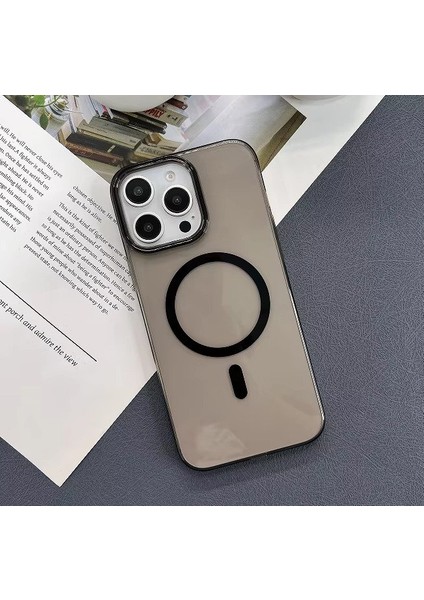 iPhone 13 ve 14 Sarararmaz Magsafe Mika Sert Kapak - Siyah