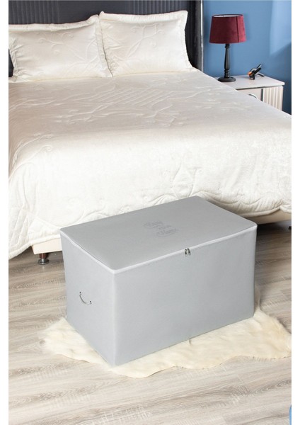 Antrasit Renkli Büyük Boy Baskılı Çok Amaçlı Kasa Hurcu 74X46X46 cm