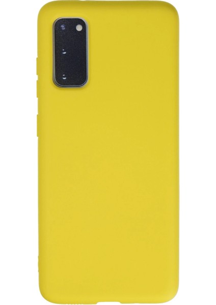 Samsung Galaxy S20 Kılıf Nano Içi Kadife Silikon - Sarı Drstr