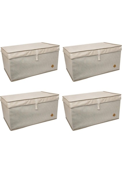 4 Adet Kapaklı Çok Amaçlı Hurç ve Kutu 60X40X30, Kahverengi