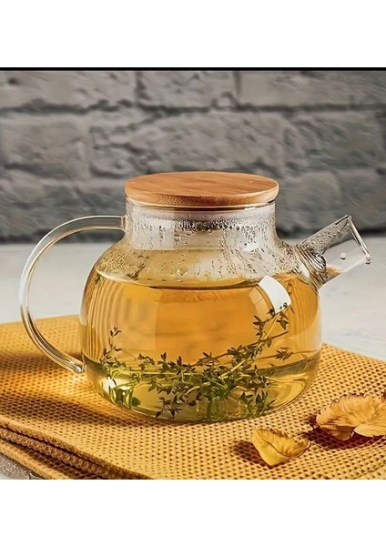 Isıya Dayanıklı 1000 ml Süzgeçli Cam Demlik Bitki Çayları , Borosilikat ,sürahi