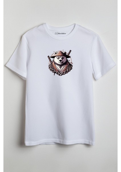 Kunfu Panda Baskılı Unisex T-Shirt Beyaz