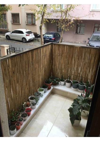 2,50 m Haki Hasır Kamış Balkon ve Bahçe Çiti, Dekoratif ve Dayanıklı Tasarım