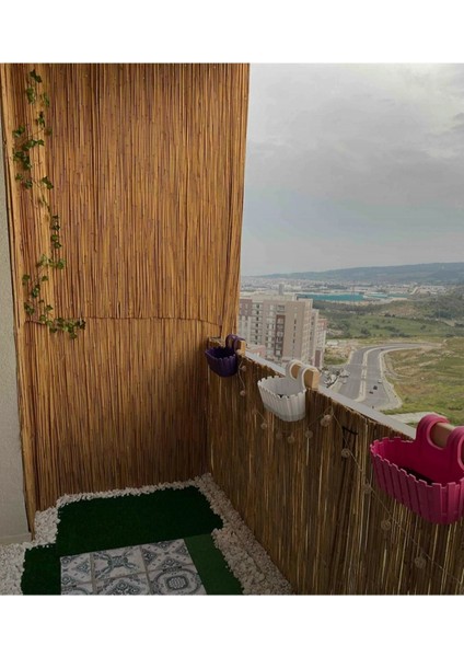Kamış Hasır Balkon Çiti Bahçe Çiti Gölgelik 70 cm x 3 Metre Bambu Çit Dekorasyon