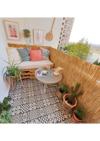 Doğal Kamış Hasır Balkon Çiti 60 cm x 3 m, şık ve dayanıklı dekorasyon ürünü