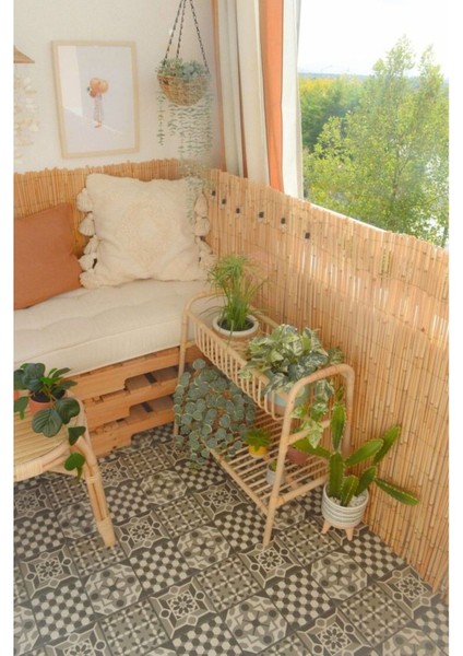 Doğal Kamış Hasır Balkon Çiti 60 cm x 3 m, şık ve dayanıklı dekorasyon ürünü