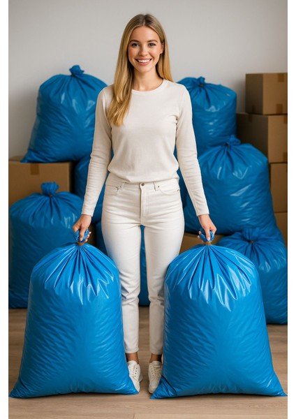 Mavi 80X110 Kalın Lastikli Hurç Saklama ve Düzenleme Poşeti 5'li Set