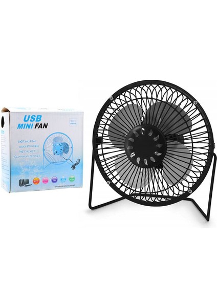 USB Mını Fan YR-F002 DP-385 USB - Mini Fan Masa Üstü Vantilatör Çap:18.5cm Metal Kasa - Ayak 4-Metal Pervane (5051)