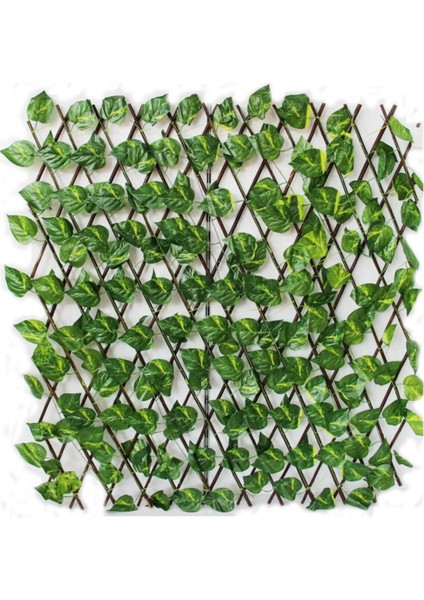 Yeşil Yapay Sarmaşık Çit, Bahçe ve Balkon Dekoru, 2.5x1.2 m, Ahşap Materyal