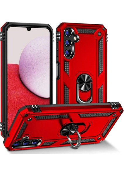 Samsung Galaxy A04S Kılıf Sofya Yüzüklü Silikon Kapak - Kırmızı Drstr