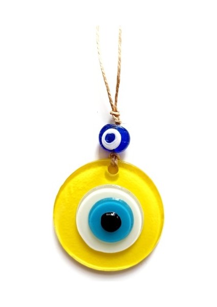 Nazar Boncuklu Sarı Renk Mini Duvar Süsü Dekoratif Hediyelik Cam Eşya fiyatları