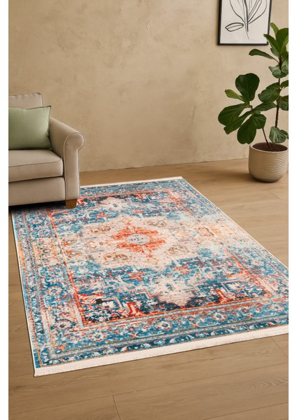 Sahra Halı Makinede Yıkanabilir Dokuma Şönil Kilim Etnik Eskitme Desen Vintage ev oda halısı