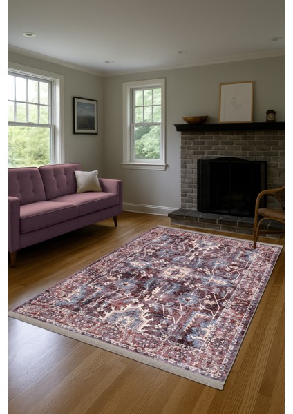 Sahra Halı Makinede Yıkanabilir Dokuma Şönil Kilim Etnik Eskitme Desen Vintage ev oda halısı