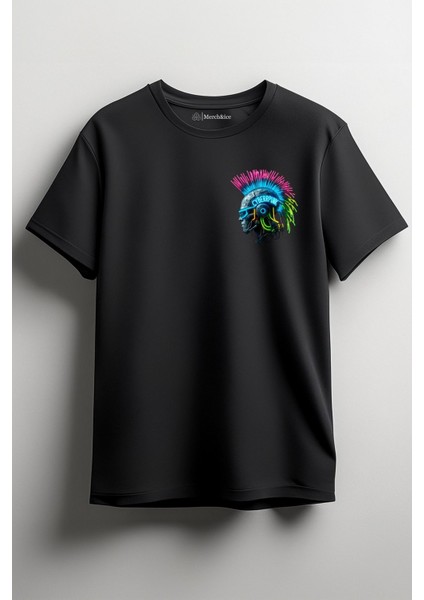 Cyberpunk Music Baskılı Unisex T-Shirt Siyah