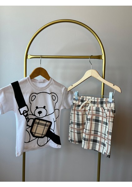 Erkek Çocuk Ayı Desenli Şortlu Takım