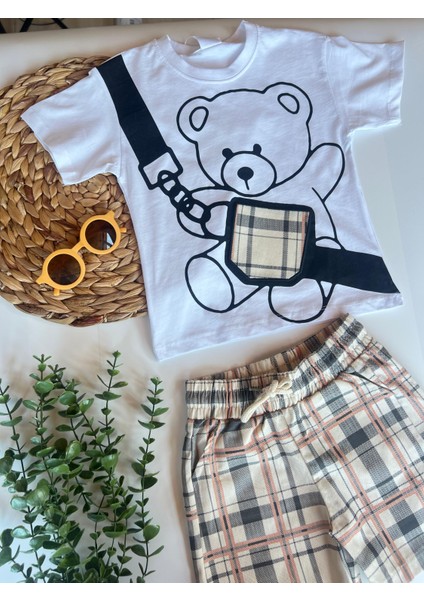 Erkek Çocuk Ayı Desenli Şortlu Takım fiyatları