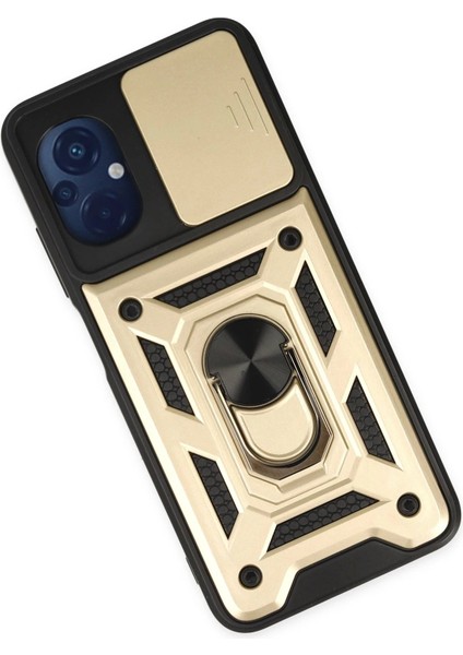 Xiaomi Poco M5 Kılıf Pars Lens Yüzüklü Silikon - Gold Drstr modelleri